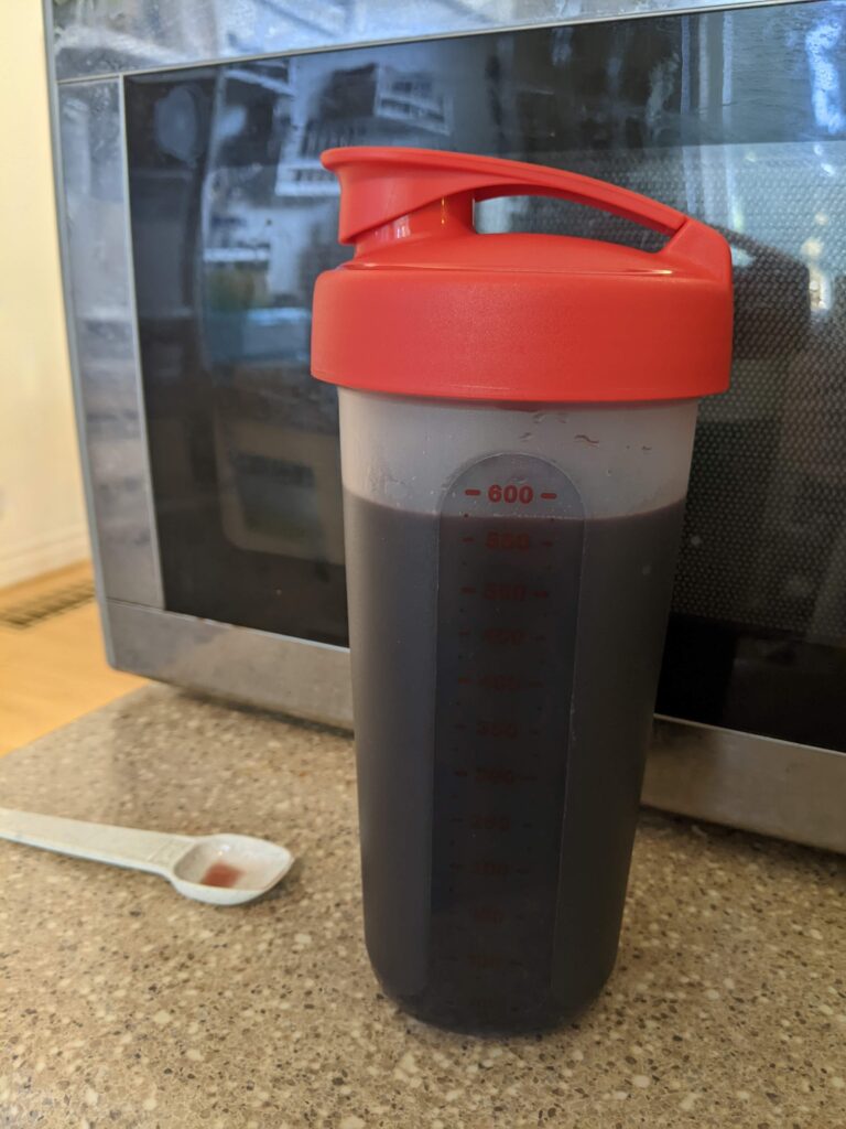 Elderberry syrup in the Tupperware Quick Shake