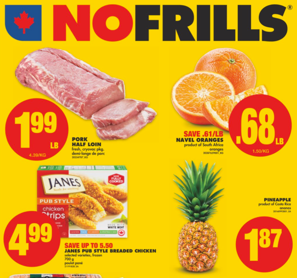 No frills flyer pineapple on sale for $1.87