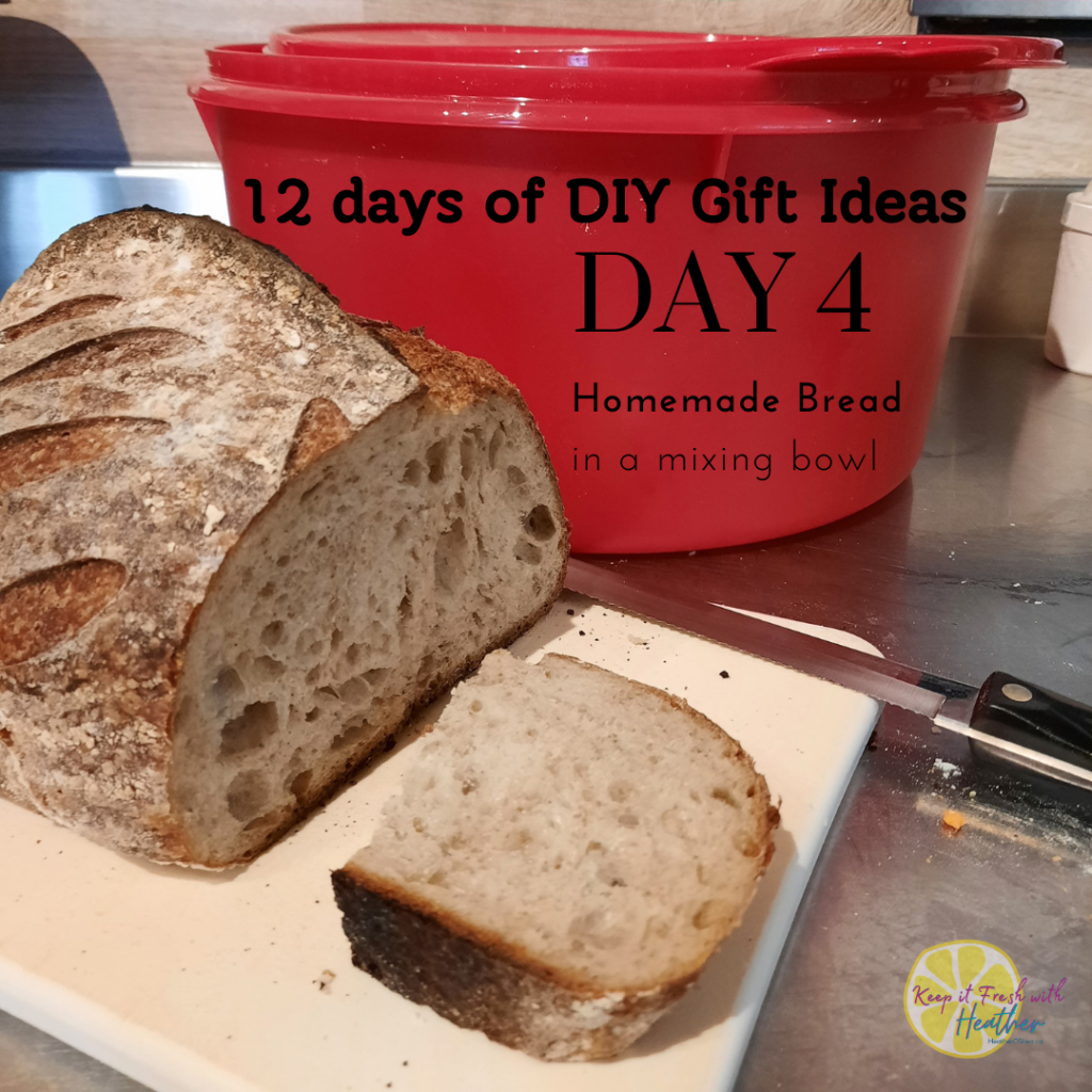 12 days if DIY gift ideas Day 4 Homemade bread in a mixing bowl
