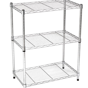 wire shelves with three levels