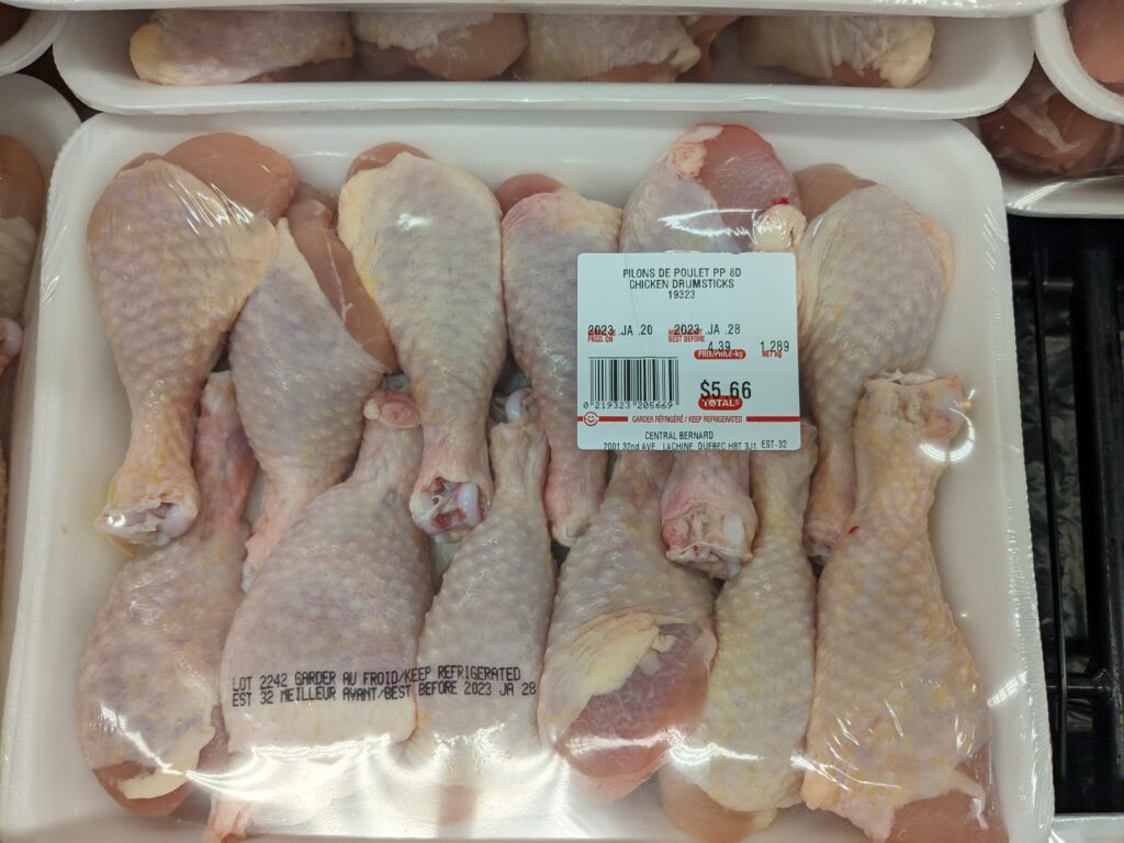 chicken drumsticks for around $2 per pound