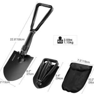 small portable folding shovel with travel bag